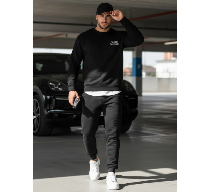 Pánská mikina s potiskem černá Dstreet BX5947 Pánská mikina s potiskem černá Dstreet BX5947