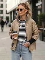 Dámská prošívaná přechodová bunda velbloudí barvy FashionStreet TY5543