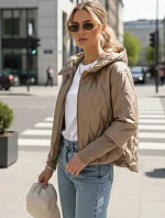 Dámská přechodná prošívaná bunda s kapucí FashionStreet camel TY5561