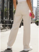 Dámské džíny s vysokým pasem a širokými nohavicemi béžové FashionStreet UY2870