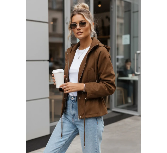 Dámská semišová bunda světle hnědá hit sezóny FashionStreet TY5575 Dámská semišová bunda světle hnědá hit sezóny FashionStreet TY5575