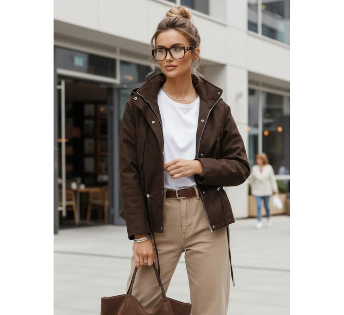 Dámská čokoládová semišová bunda hitem sezóny FashionStreet TY5576 Dámská čokoládová semišová bunda hitem sezóny FashionStreet TY5576