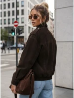 FashionStreet dámská semišová bunda bomber v čokoládové barvě TY5577 FashionStreet dámská semišová bunda bomber v čokoládové barvě TY5577