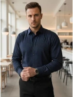 Pánská tmavě modrá vzorovaná košile slim fit FashionStreet DX2688