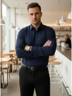 Pánská tmavě modrá vzorovaná košile slim fit FashionStreet DX2688