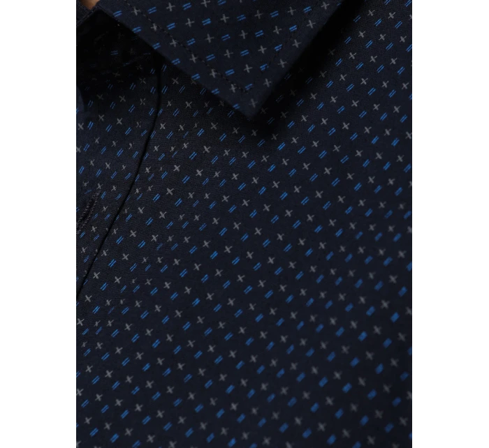 Pánská tmavě modrá vzorovaná košile slim fit FashionStreet DX2688 Pánská tmavě modrá vzorovaná košile slim fit FashionStreet DX2688