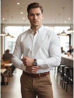 Pánská bílá vzorovaná košile slim fit FashionStreet DX2694