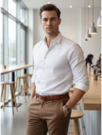 Pánská bílá vzorovaná košile slim fit FashionStreet DX2694