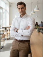 Pánská bílá vzorovaná košile slim fit FashionStreet DX2694