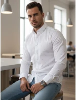 Pánská bílá vzorovaná košile slim fit FashionStreet DX2698