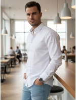 Pánská bílá vzorovaná košile slim fit FashionStreet DX2698