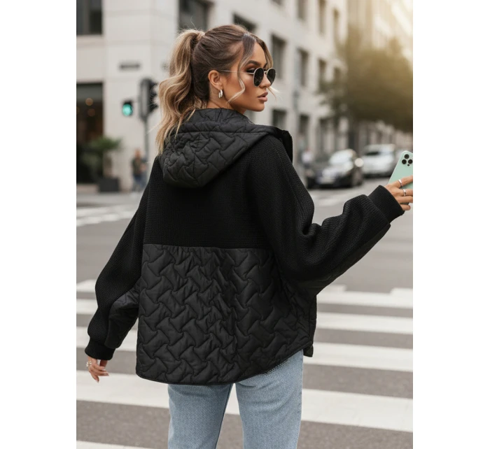 Dámská přechodná bunda oversize s kapucí černá FashionStreet TY5594 Dámská přechodná bunda oversize s kapucí černá FashionStreet TY5594