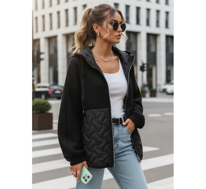 Dámská přechodná bunda oversize s kapucí černá FashionStreet TY5594 Dámská přechodná bunda oversize s kapucí černá FashionStreet TY5594