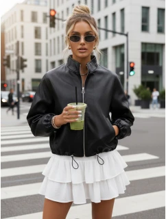 Dámská kožená bunda bomber černá FashionStreet TY5595