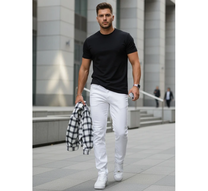 Pánské bílé džíny slim fit FashionStreet UX4477 Pánské bílé džíny slim fit FashionStreet UX4477