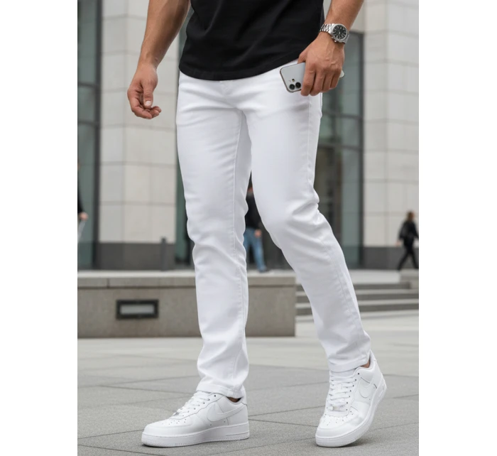 Pánské bílé džíny slim fit FashionStreet UX4477 Pánské bílé džíny slim fit FashionStreet UX4477