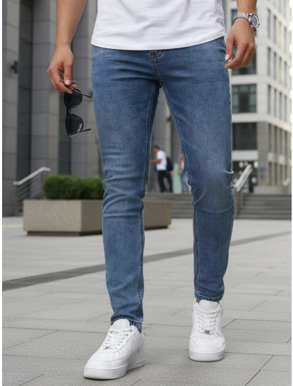 Pánské modré džínové kalhoty slim fit FashionStreet UX4481 Pánské modré džínové kalhoty slim fit FashionStreet UX4481