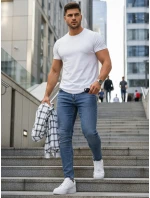 Pánské modré džínové kalhoty slim fit FashionStreet UX4481 Pánské modré džínové kalhoty slim fit FashionStreet UX4481