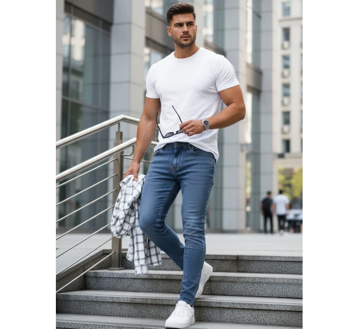 Pánské modré džínové kalhoty slim fit FashionStreet UX4481 Pánské modré džínové kalhoty slim fit FashionStreet UX4481