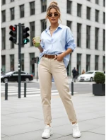 Dámské džíny mom fit s vysokým pasem béžové DSTREET UY2896 Dámské džíny mom fit s vysokým pasem béžové DSTREET UY2896