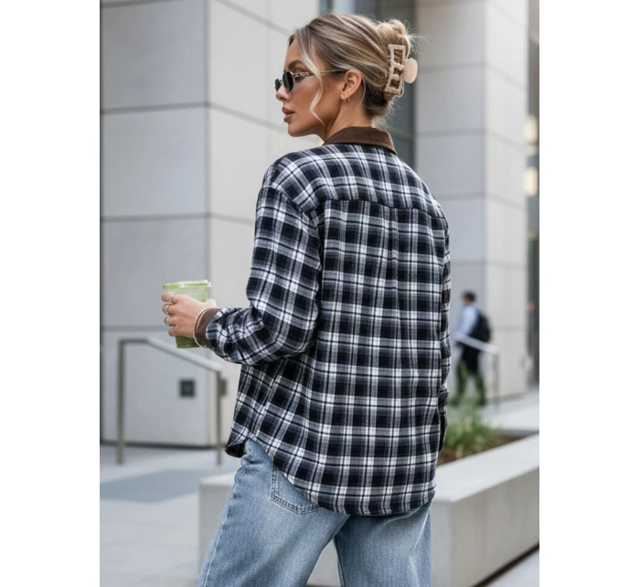 Koszula damska zapinana na guziki w kratę granatowa FashionStreet DY0483 Koszula damska zapinana na guziki w kratę granatowa FashionStreet DY0483