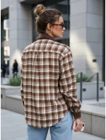 Koszula damska zapinana na guziki w kratę brązowa FashionStreet DY0486 Koszula damska zapinana na guziki w kratę brązowa FashionStreet DY0486