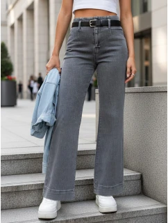 Jeansy damskie wide leg z wysokim stanem szare FashionStreet UY2908