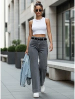 Jeansy damskie wide leg z wysokim stanem szare FashionStreet UY2908