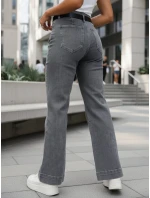Jeansy damskie wide leg z wysokim stanem szare FashionStreet UY2908