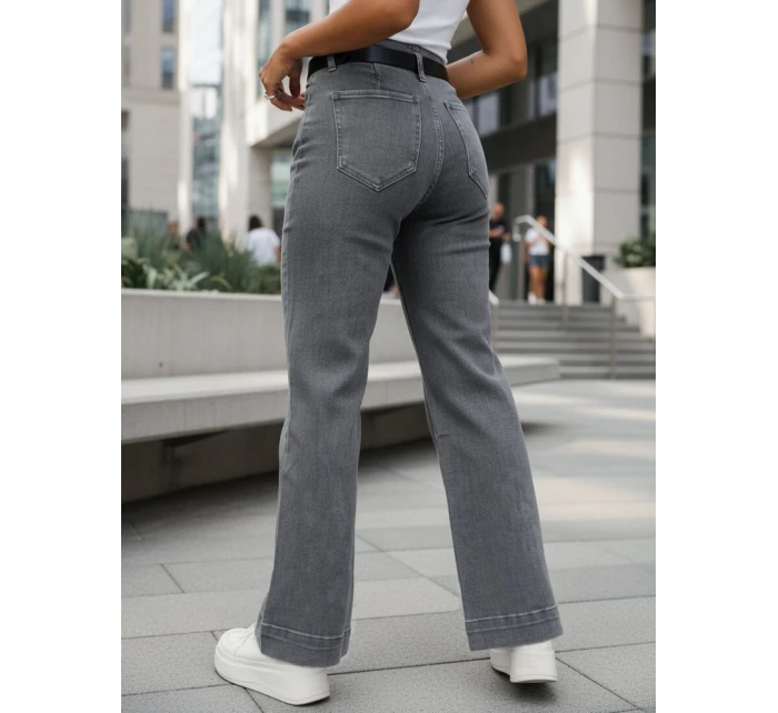 Jeansy damskie wide leg z wysokim stanem szare FashionStreet UY2908 Jeansy damskie wide leg z wysokim stanem szare FashionStreet UY2908