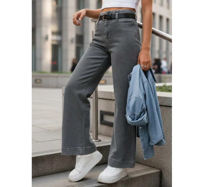 Jeansy damskie wide leg z wysokim stanem szare FashionStreet UY2908 Jeansy damskie wide leg z wysokim stanem szare FashionStreet UY2908