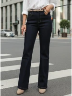 Jeansy damskie z wysokim stanem ciemnoniebieskie FashionStreet UY2911