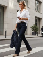 Jeansy damskie z wysokim stanem ciemnoniebieskie FashionStreet UY2911