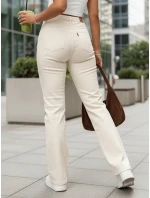 Jeansy damskie z wysokim stanem ecru FashionStreet UY2912