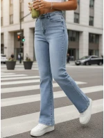 Jeansy damskie z wysokim stanem niebieskie FashionStreet UY2913