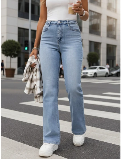 Jeansy damskie z wysokim stanem niebieskie FashionStreet UY2913 Jeansy damskie z wysokim stanem niebieskie FashionStreet UY2913