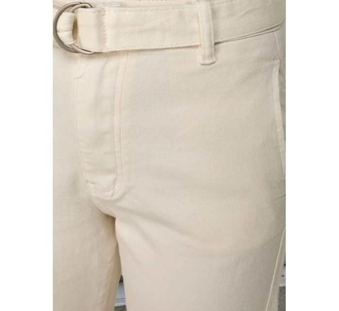 Jeansy damskie z wysokim stanem regular fit z paskiem kremowe FashionStreet UY2914 Jeansy damskie z wysokim stanem regular fit z paskiem kremowe FashionStreet UY2914