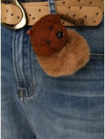 Jeansy damskie balloon fit z paskiem i zawieszką niebieskie FashionStreet UY2915