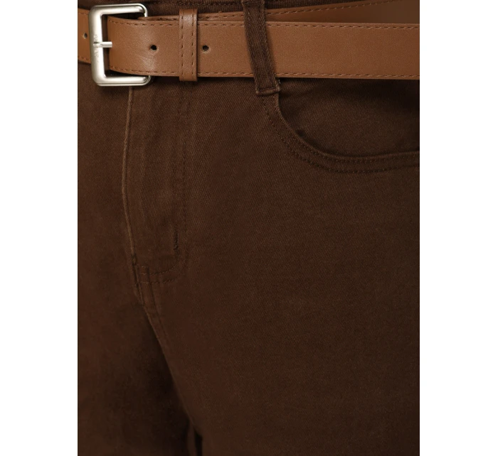 Spodnie damskie z wysokim stanem mom fit z paskiem brązowe FashionStreet UY2920 Spodnie damskie z wysokim stanem mom fit z paskiem brązowe FashionStreet UY2920