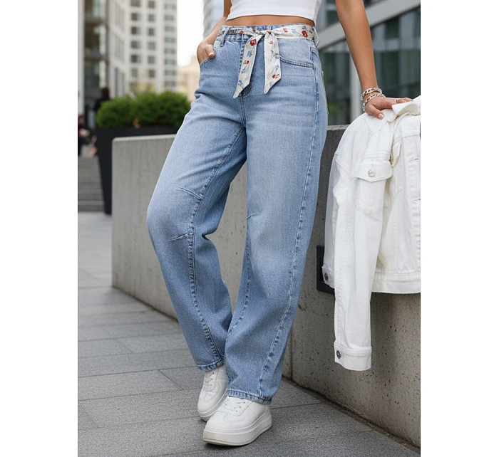 Dámské pytlovité džíny s vysokým sedem modré FashionStreet UY2928 Dámské pytlovité džíny s vysokým sedem modré FashionStreet UY2928