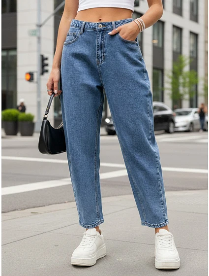 Dámské džíny balloon fit s vysokým sedem FashionStreet UY2929 Dámské džíny balloon fit s vysokým sedem FashionStreet UY2929