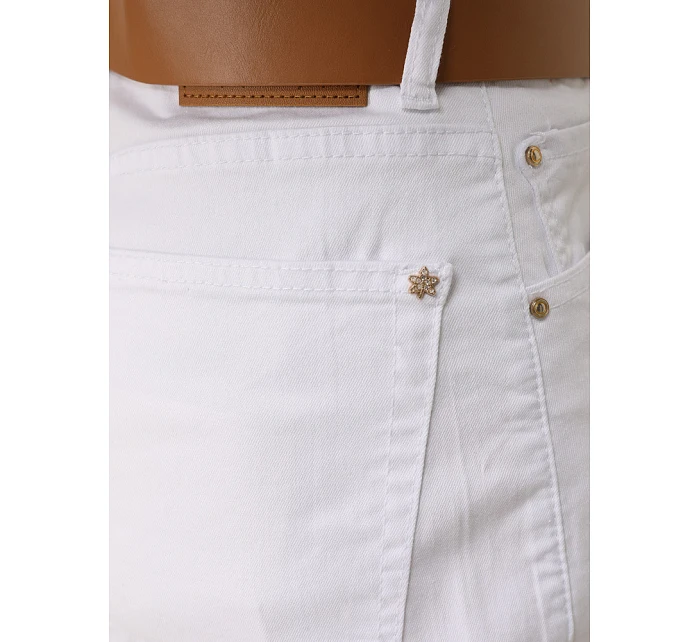 Jeansy damskie z paskiem białe model 22101977 - FashionStreet Jeansy damskie z paskiem białe model 22101977 - FashionStreet