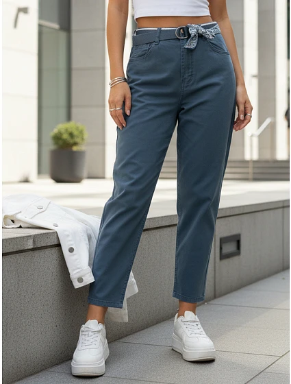 Dámské džíny mom fit s vysokým pasem modré FashionStreet UY2933 Dámské džíny mom fit s vysokým pasem modré FashionStreet UY2933