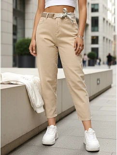 Dámské džíny mom fit s vysokým pasem béžové FashionStreet UY2936