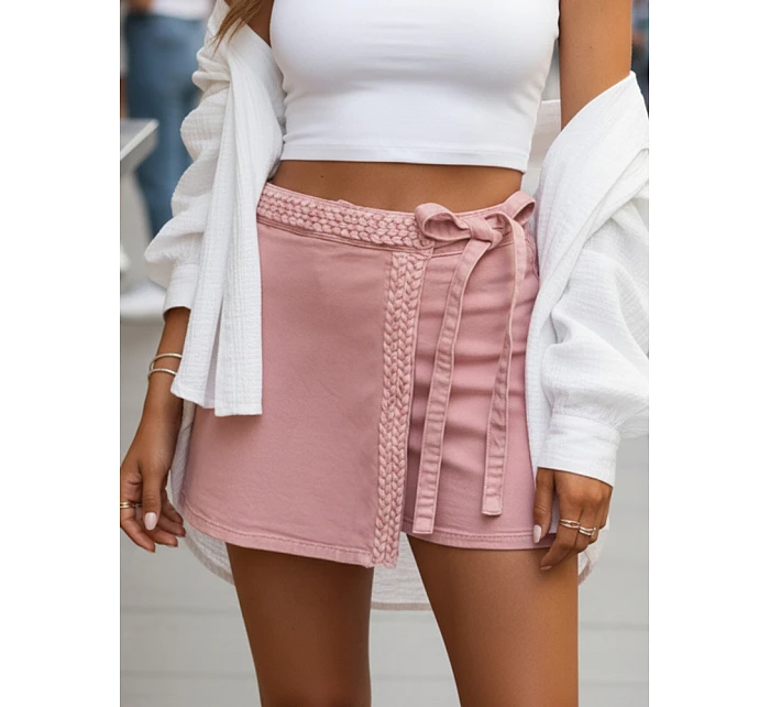 Dámská džínová sukně-šortky růžová FashionStreet SY0496 Dámská džínová sukně-šortky růžová FashionStreet SY0496