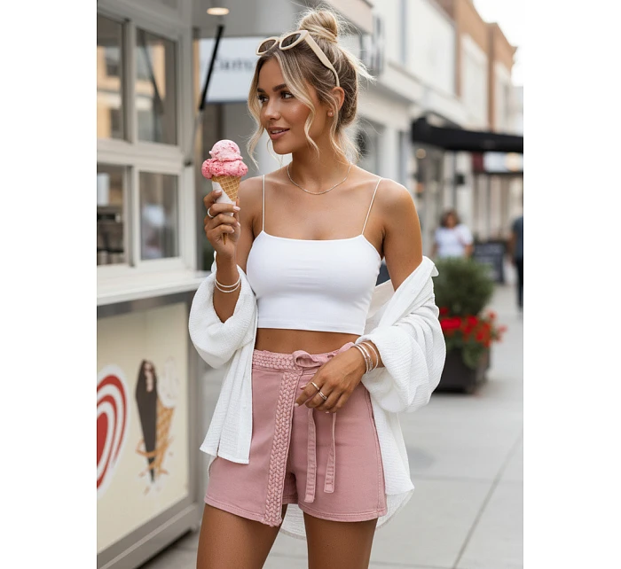 Dámská džínová sukně-šortky růžová FashionStreet SY0496 Dámská džínová sukně-šortky růžová FashionStreet SY0496