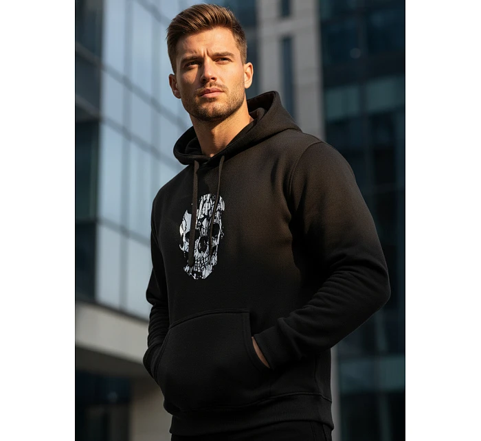 Pánská mikina s potiskem lebky černá FashionStreet NX0034B Pánská mikina s potiskem lebky černá FashionStreet NX0034B
