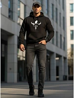 Pánská mikina s potiskem býčí lebky černá FashionStreet NX0060B Pánská mikina s potiskem býčí lebky černá FashionStreet NX0060B