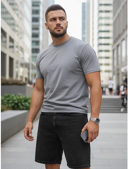 Pánské klasické šedé tričko FashionStreet RX5675 Pánské klasické šedé tričko FashionStreet RX5675