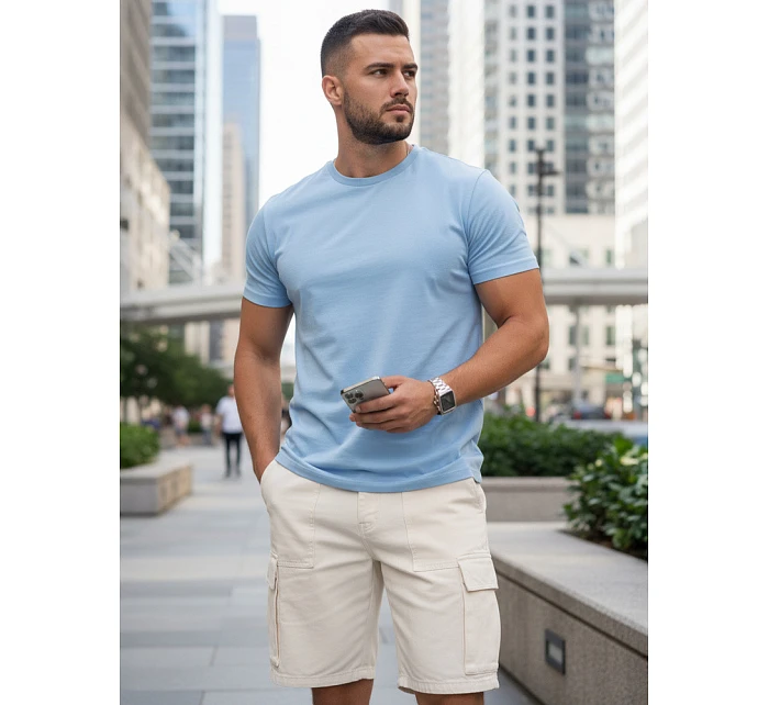 Pánské klasické modré tričko FashionStreet RX5680 Pánské klasické modré tričko FashionStreet RX5680